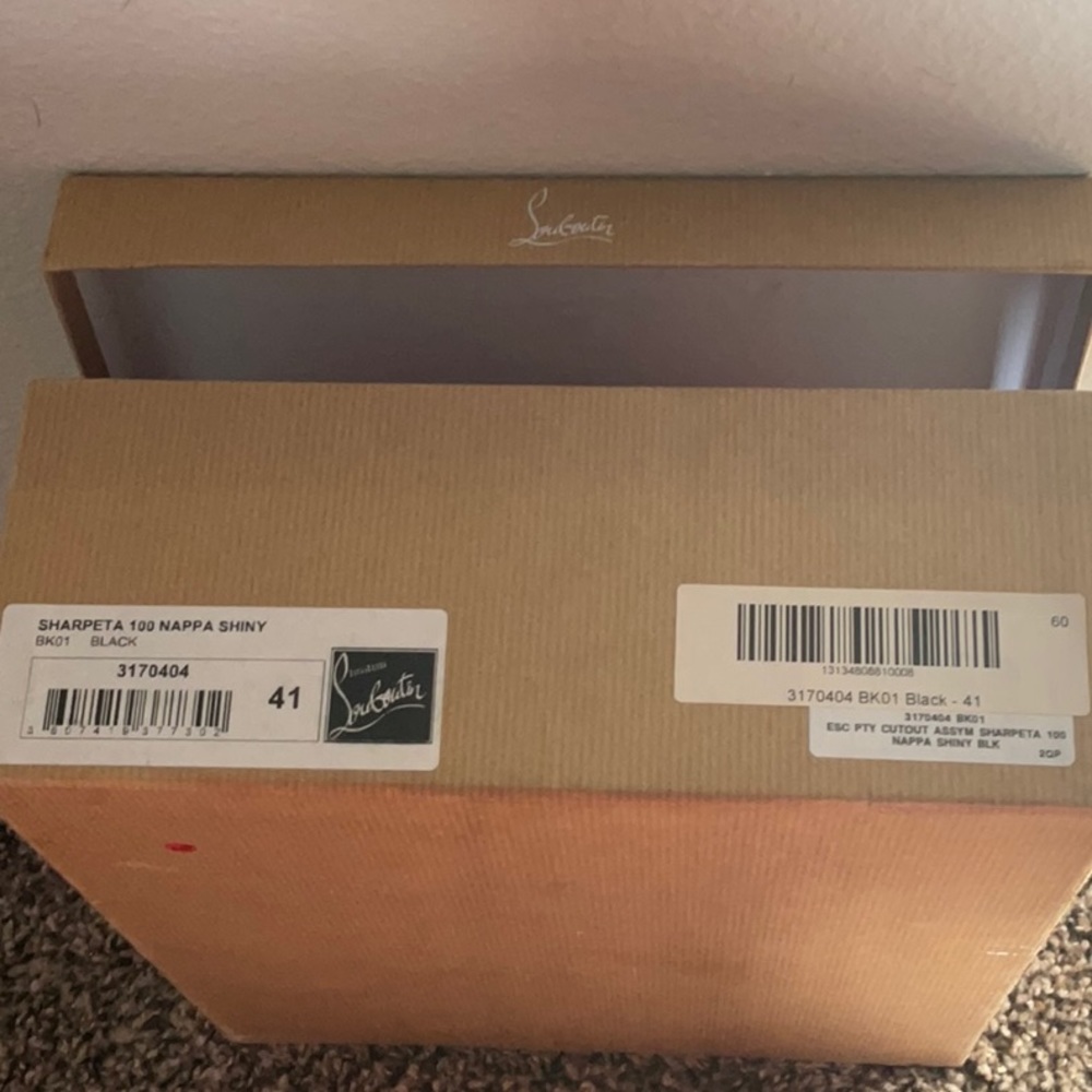 New in Box- Christian Louboutin Sharpeta 100 Nappa Shiny Black Stilettos - Picture 3 of 6